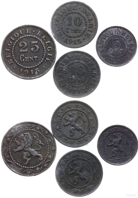 Belgia, zestaw 4 monet o nominałach:
