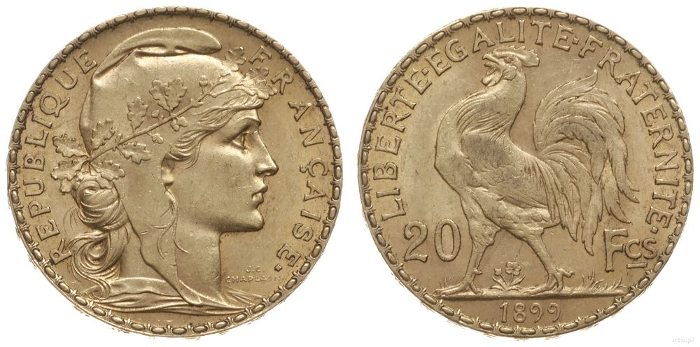 Francja, 20 franków, 1899