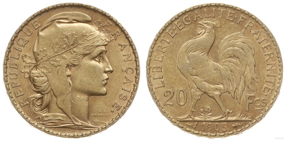 Francja, 20 franków, 1905