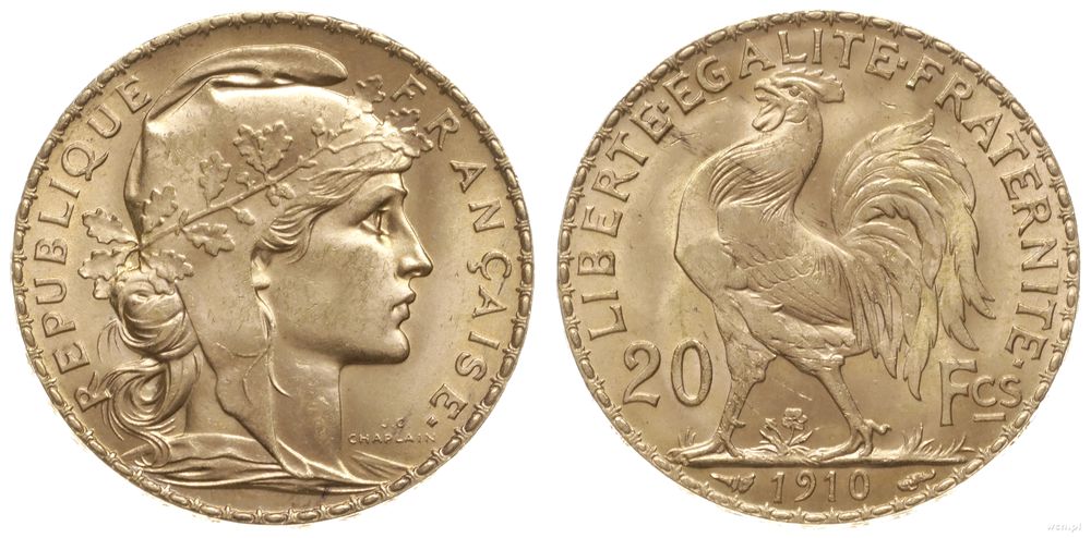 Francja, 20 franków, 1910