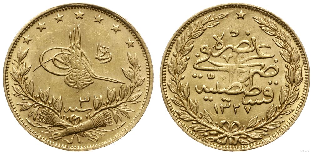 Turcja, 100 piastrów, AH 1327 (AD 1911)