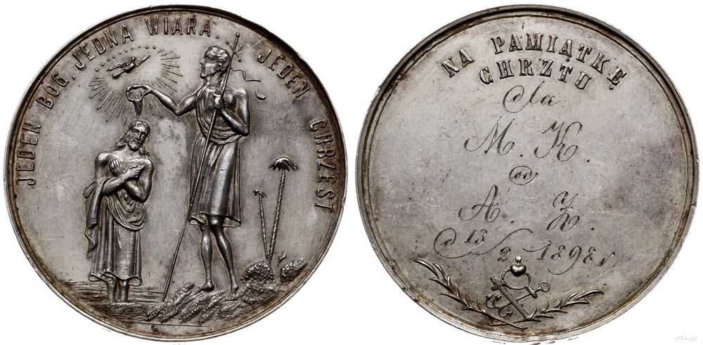 Polska, niesygnowany medal na pamiątkę chrztu, 1898