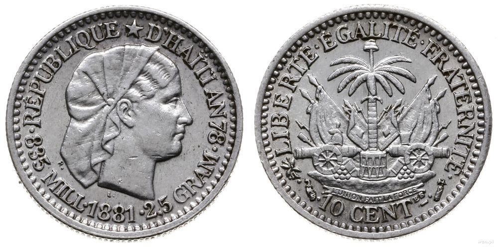 Haiti, 10 centimes, 1881