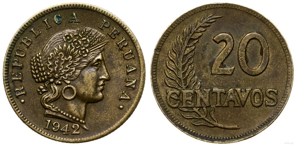 Peru, 20 centavos, 1942