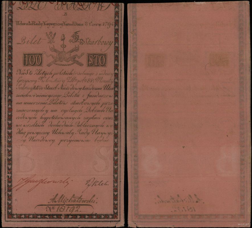 Polska, 100 złotych, 8.06.1794