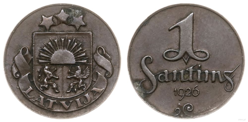 Łotwa, 1 santims, 1926