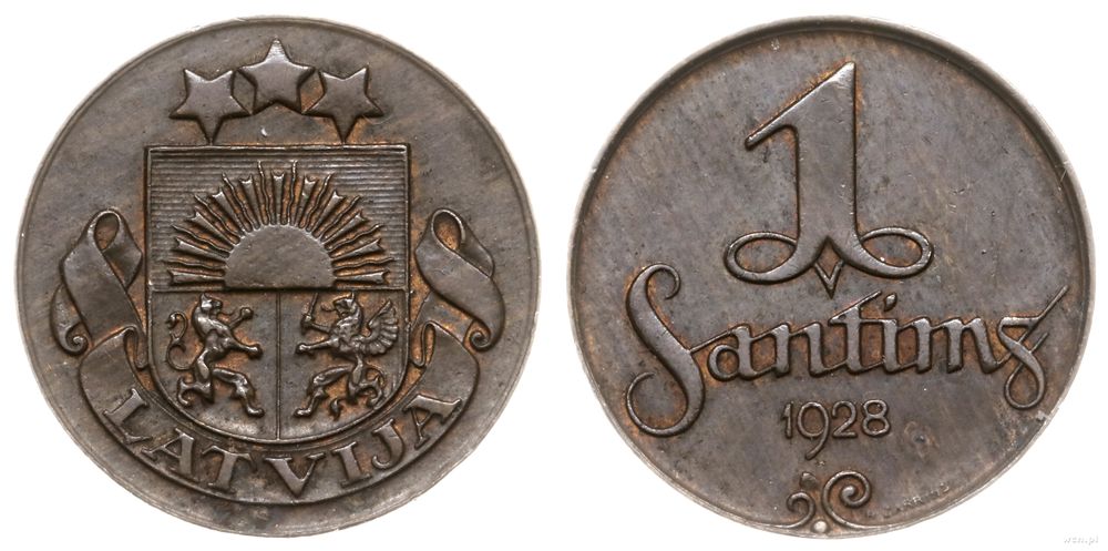 Łotwa, 1 santims, 1928