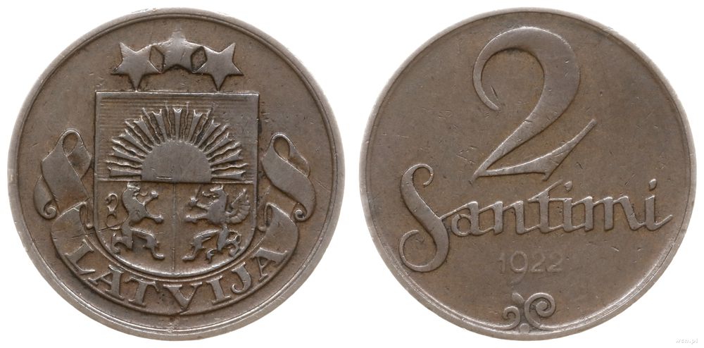 Łotwa, 2 santimi, 1922