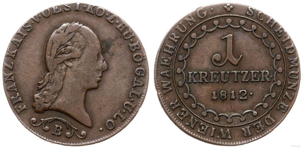 Austria, 1 krajcar, 1812 B
