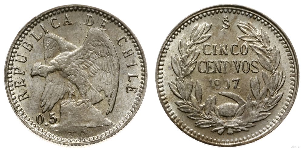 Chile, 5 centavos, 1907