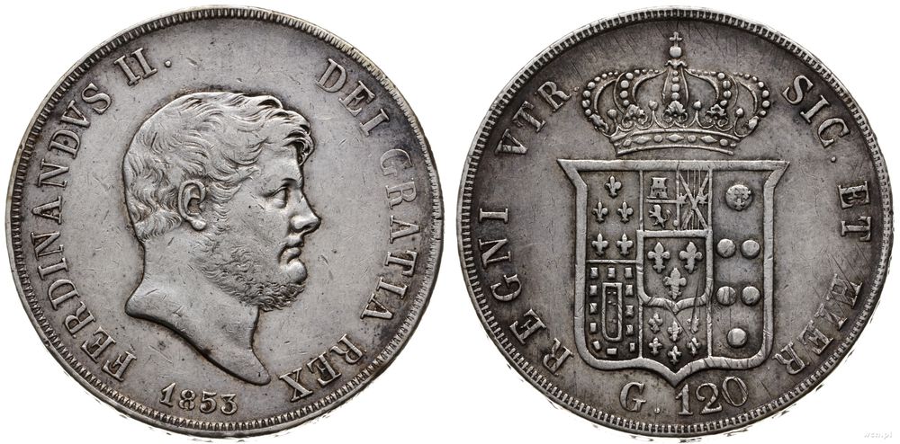 Włochy, piastra = 120 grana, 1853