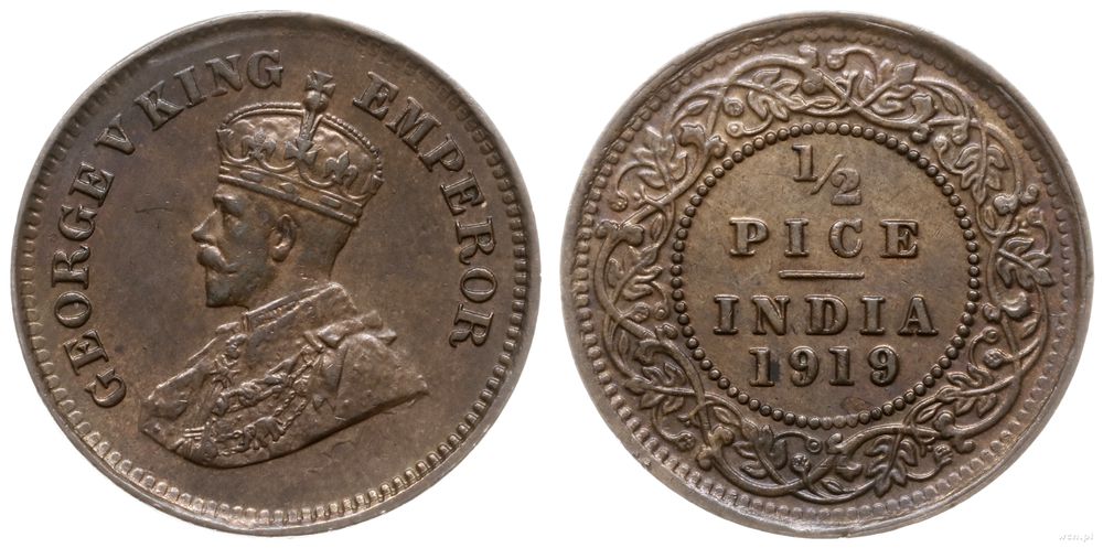 Indie, 1/2 pice, 1919