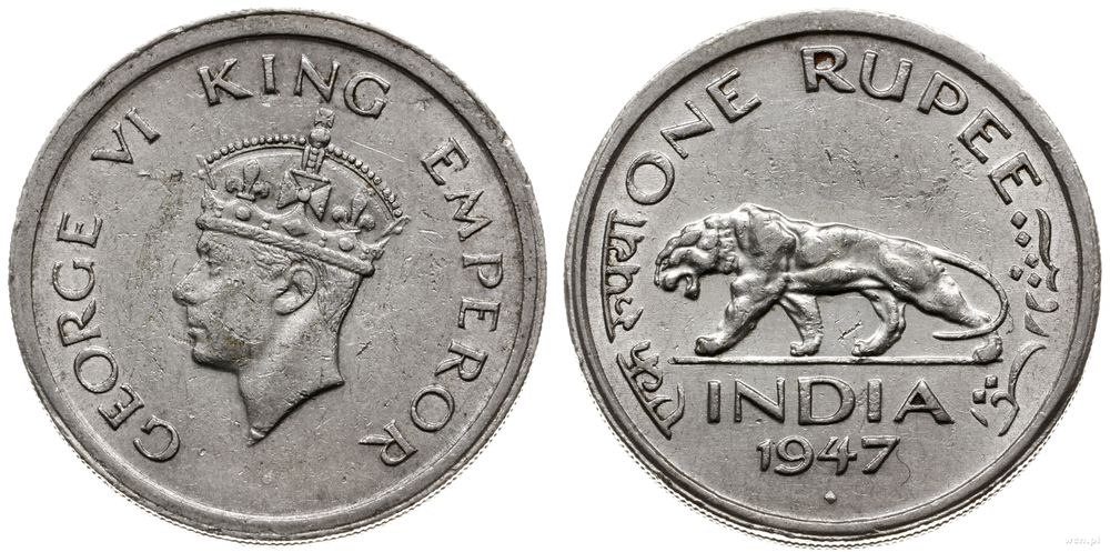 Indie, 1 rupia, 1947