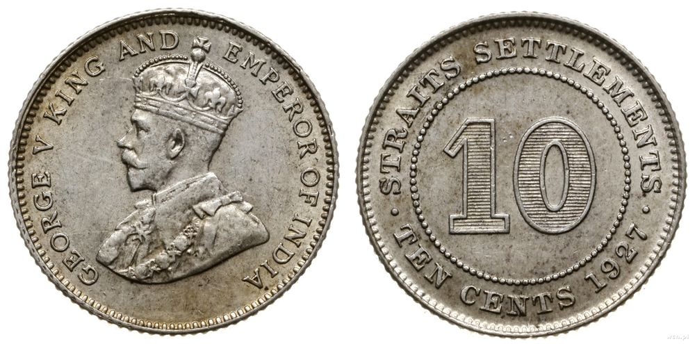 Straits Settlements, 10 centów, 1927