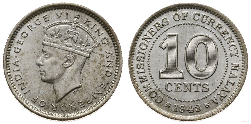 Malezja, 10 centów, 1943