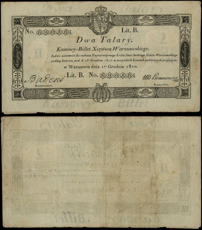 Polska, 2 talary, 1.12.1810