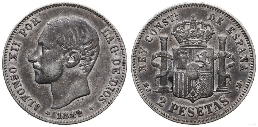 Hiszpania, 2 pesety, 1882