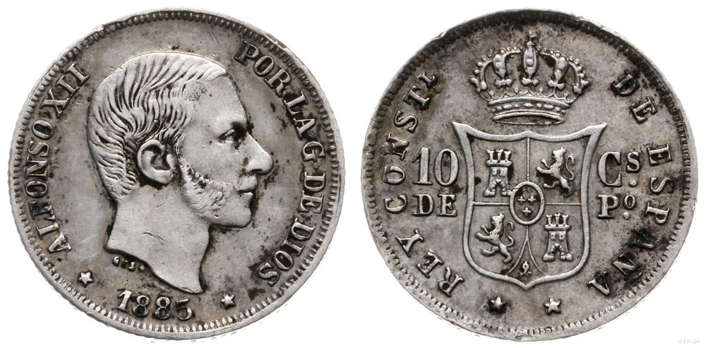 Filipiny, 10 centavos, 1885