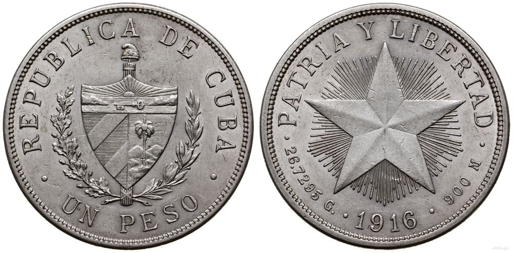Kuba, 1 peso, 1916