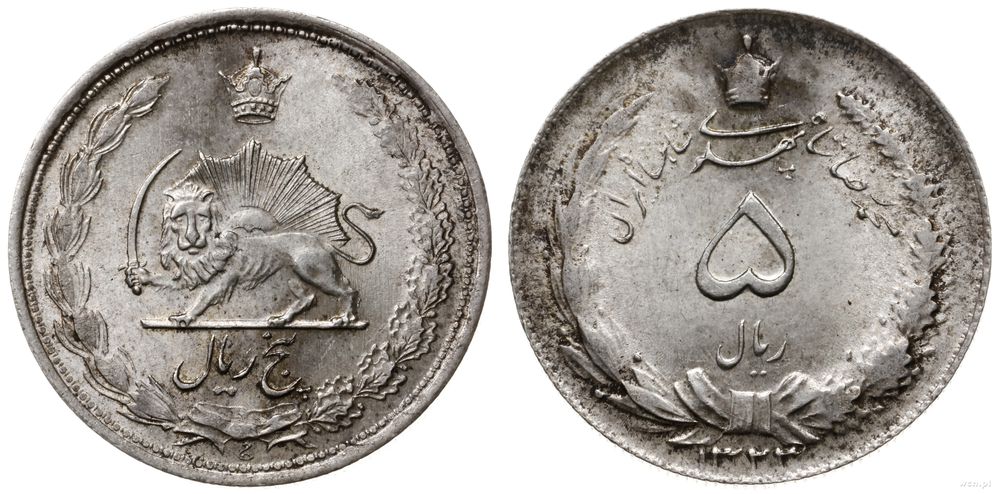 Persja (Iran), 5 rials, SH 1323 (1944)