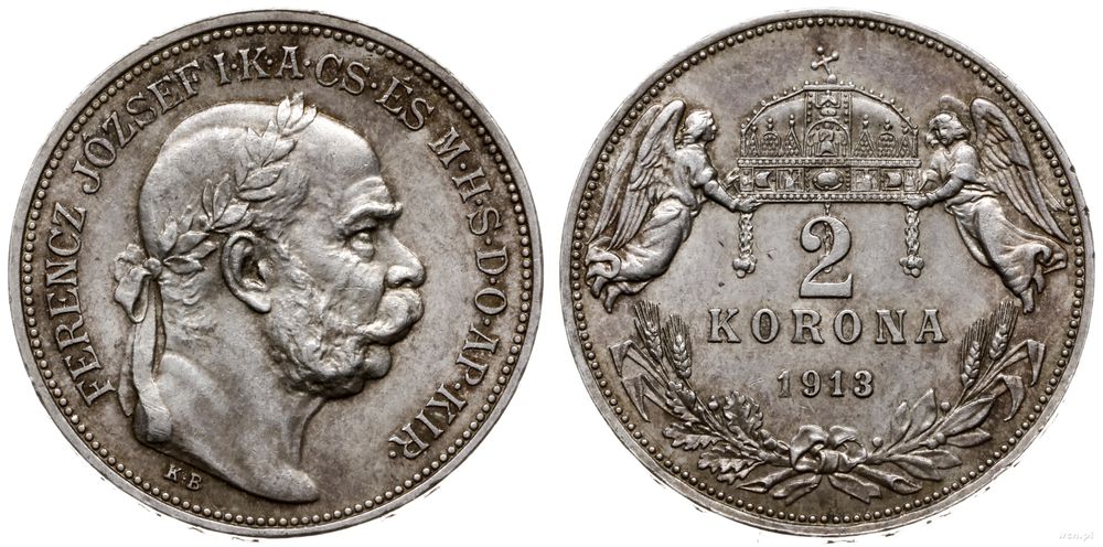 Węgry, 2 korona, 1913 KB