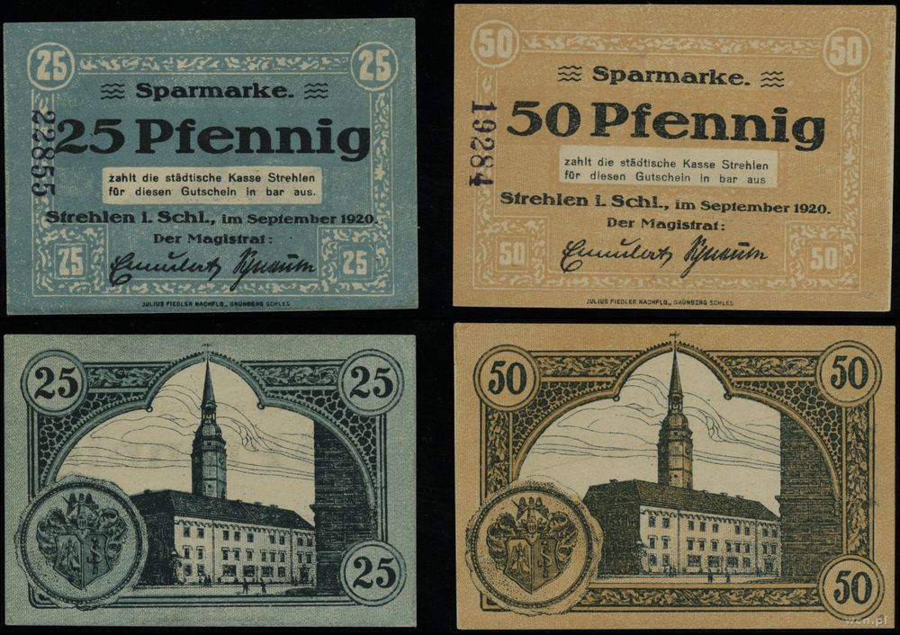 Śląsk, zestaw: 25 i 50 fenigów, wrzesień 1920