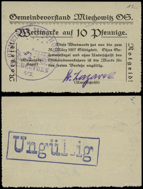 Śląsk, 10 fenigów, ważne do 31.03.1917