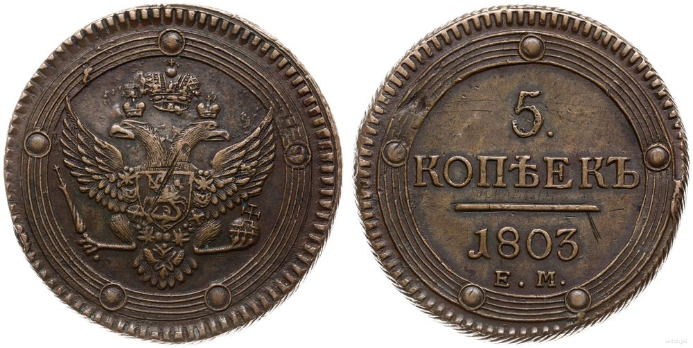 Rosja, 5 kopiejek, 1803 / EM