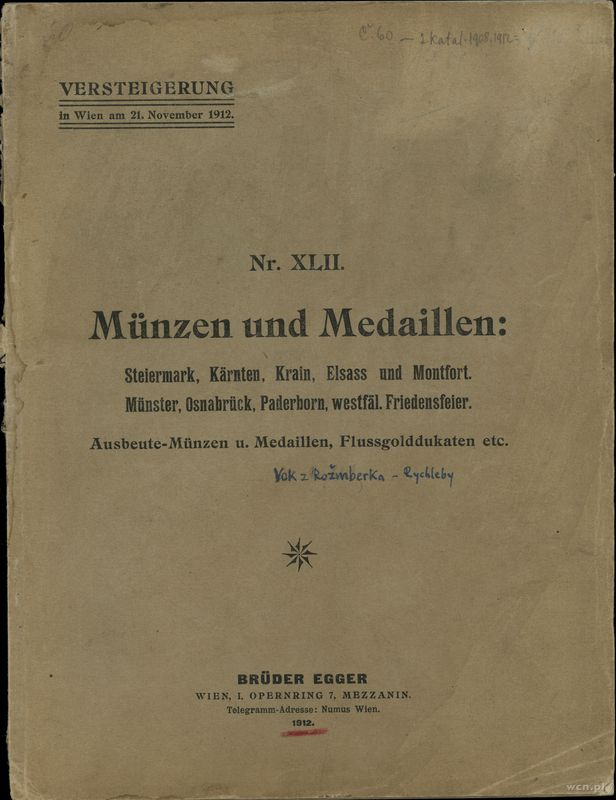 literatura numizmatyczna, Brüder Egger, Auktions Katalog Nr XLII, Münzen und Medaillen Steiermark, K..