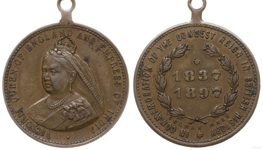 Wielka Brytania, medalik z uszkiem na pamiątkę 60. rocznicy rządzenia, 1897