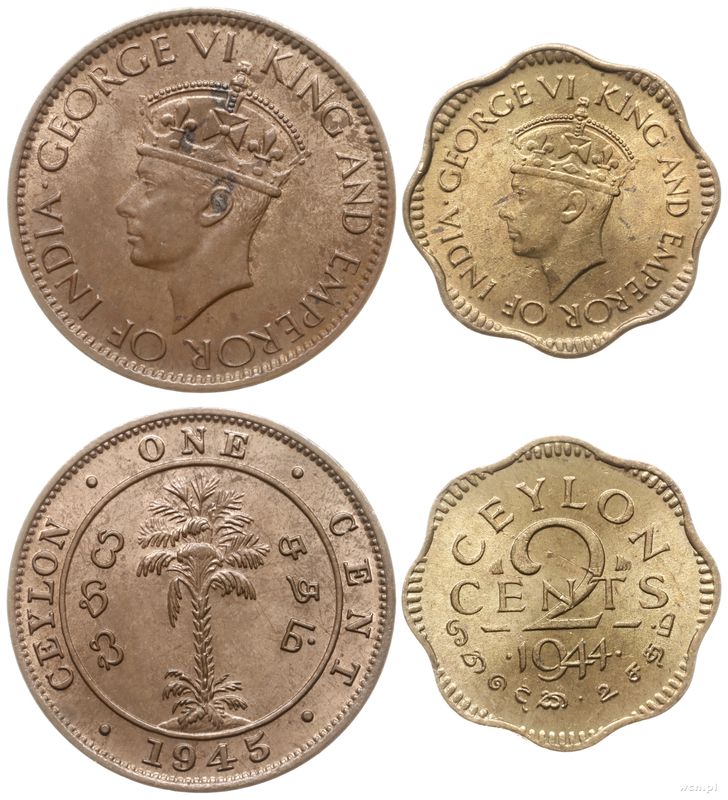 Cejlon (Sri Lanka), zestaw 2 monet