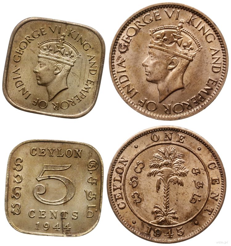 Cejlon (Sri Lanka), zestaw 2 monet