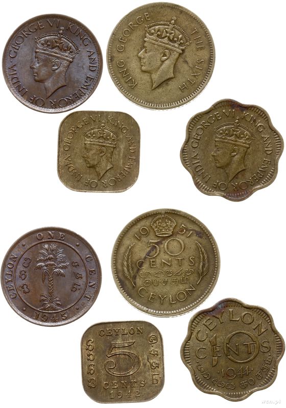Cejlon (Sri Lanka), zestaw 4 monet