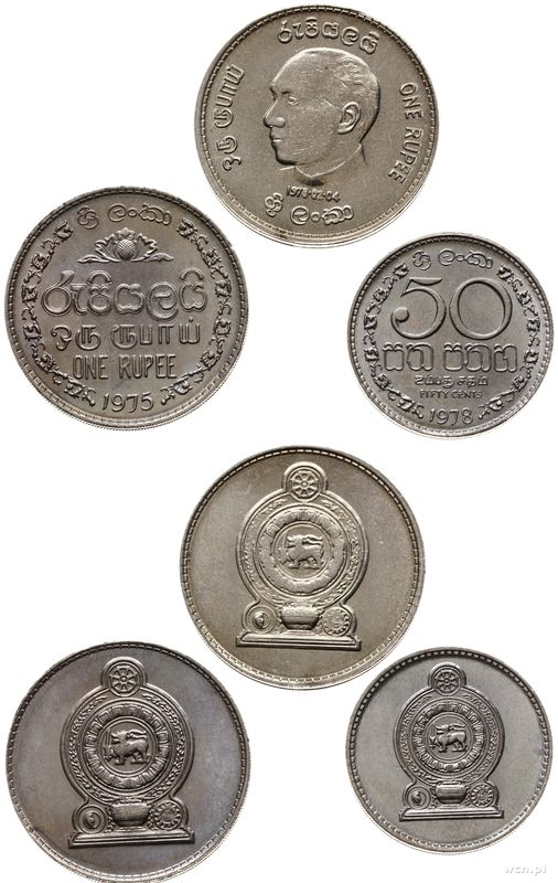 Cejlon (Sri Lanka), zestaw 3 monet