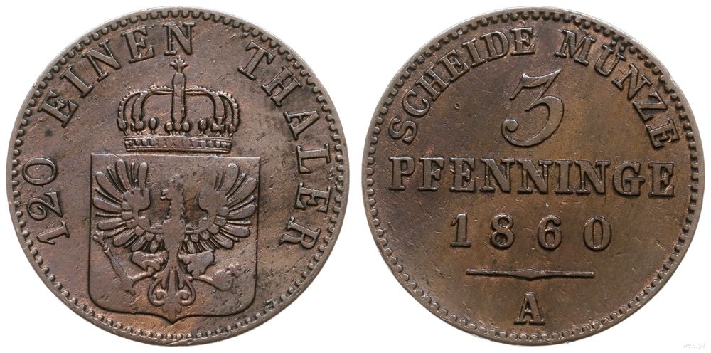 Niemcy, 3 fenigi, 1860 A