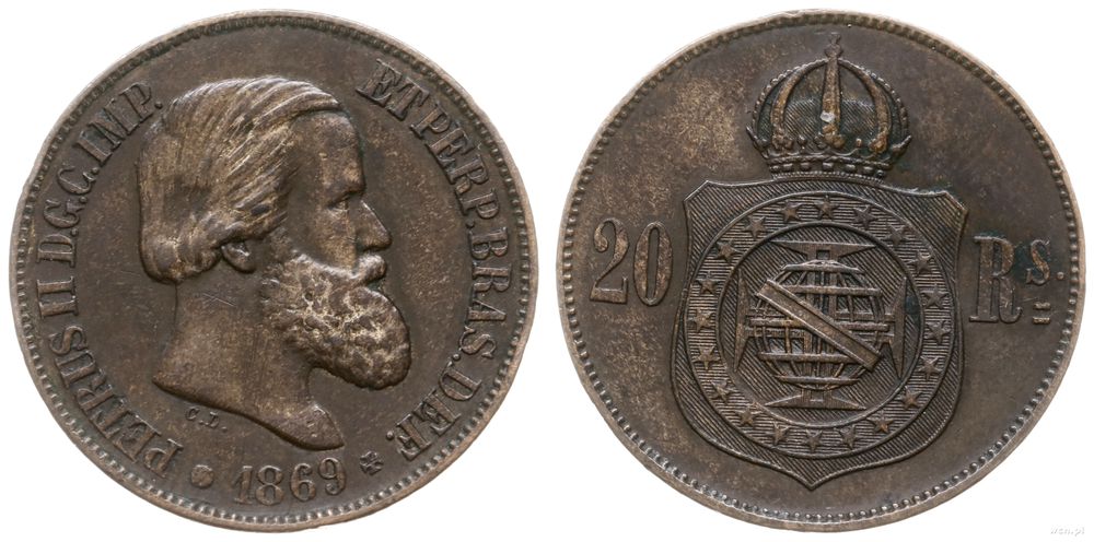 Brazylia, 20 reis, 1869