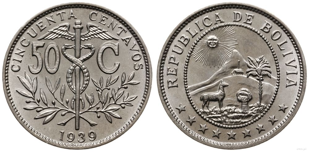 Boliwia, 50 centavos, 1939