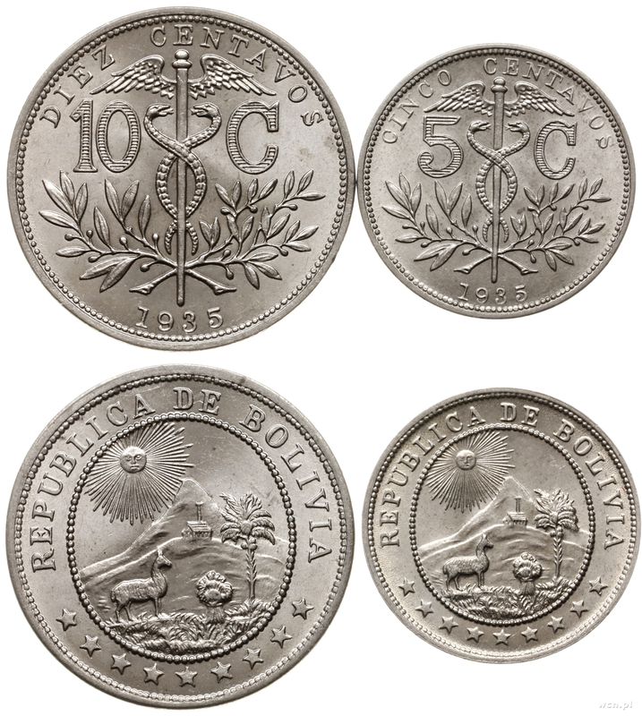 Boliwia, zestaw 2 monet