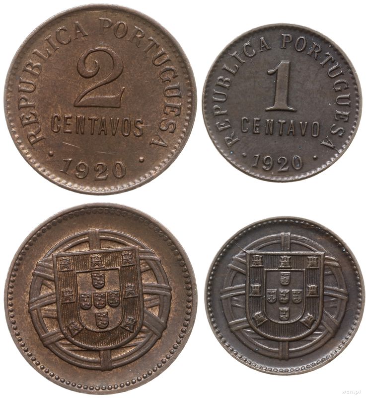 Portugalia, zestaw 2 monet, 1920