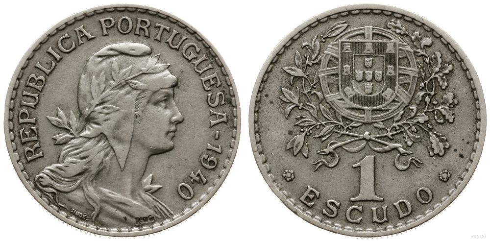 Portugalia, 1 escudo, 1940