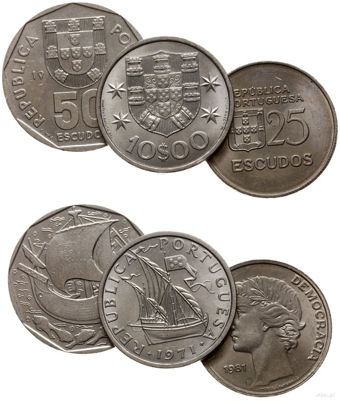 Portugalia, zestaw 3 monet