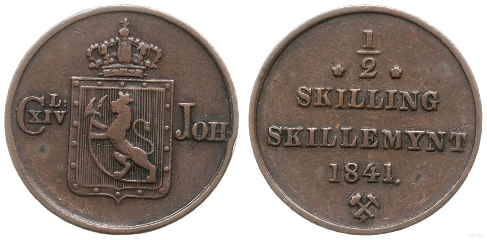 Norwegia, 1/2 skilinga, 1841