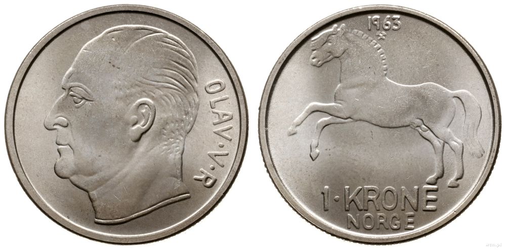 Norwegia, 1 korona, 1963