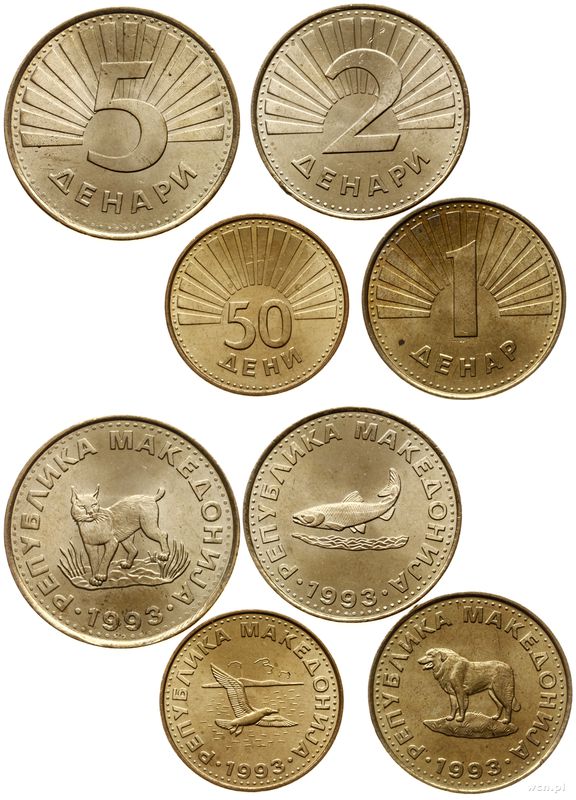 Macedonia, zestaw 4 monet, 1993