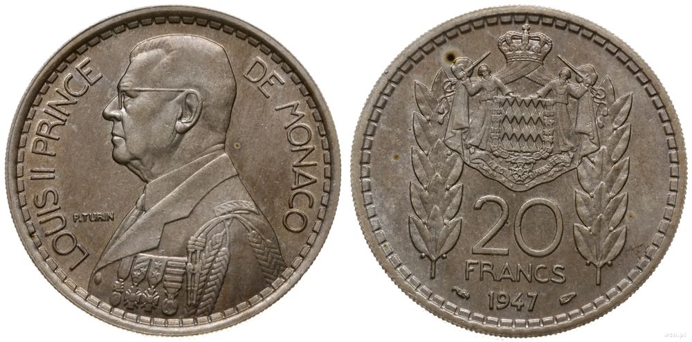 Monako, 20 franków, 1947