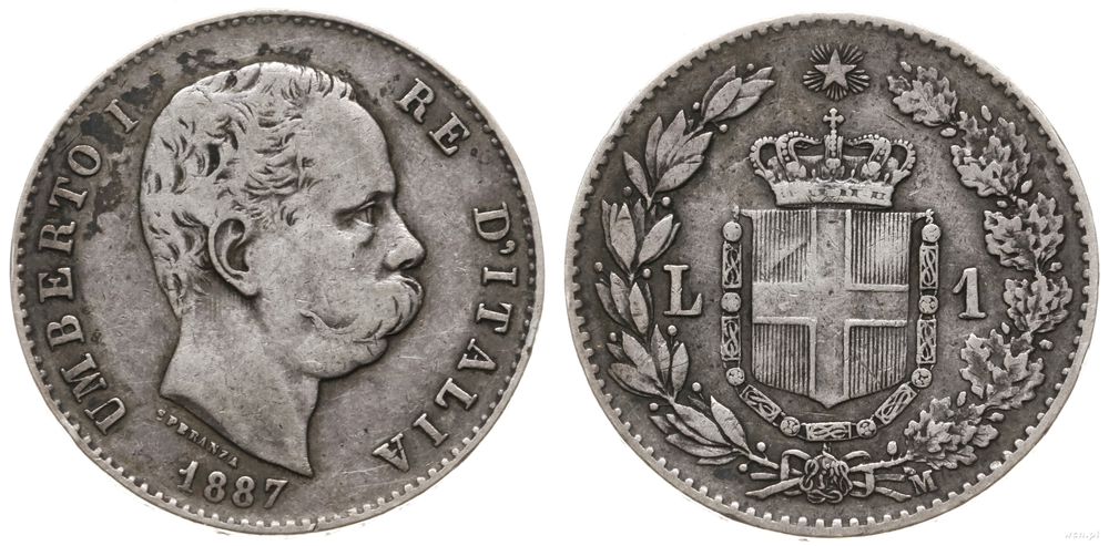 Włochy, 1 lira, 1887 M