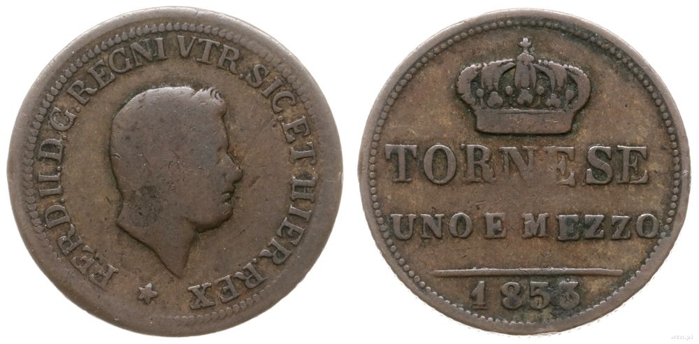 Włochy, 1.5 tornese, 1853