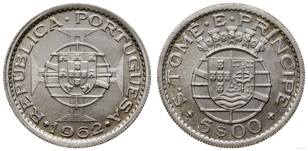 Wyspy Świętego Tomasza, 5 escudos, 1962