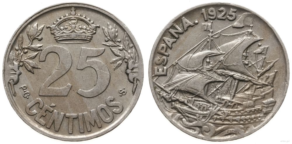 Hiszpania, 25 centymów, 1925