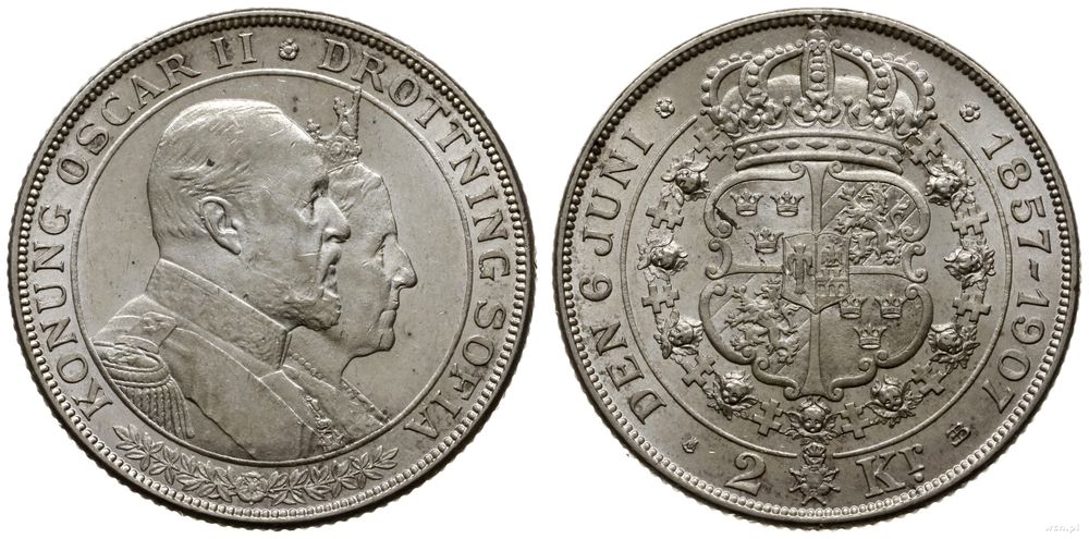 Szwecja, 2 korony, 1907